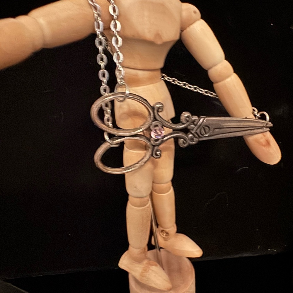 Scissor Style Steampunk Bracelet with Pink Gem